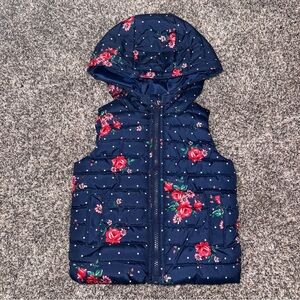 2T Blue Floral Puffer Vest